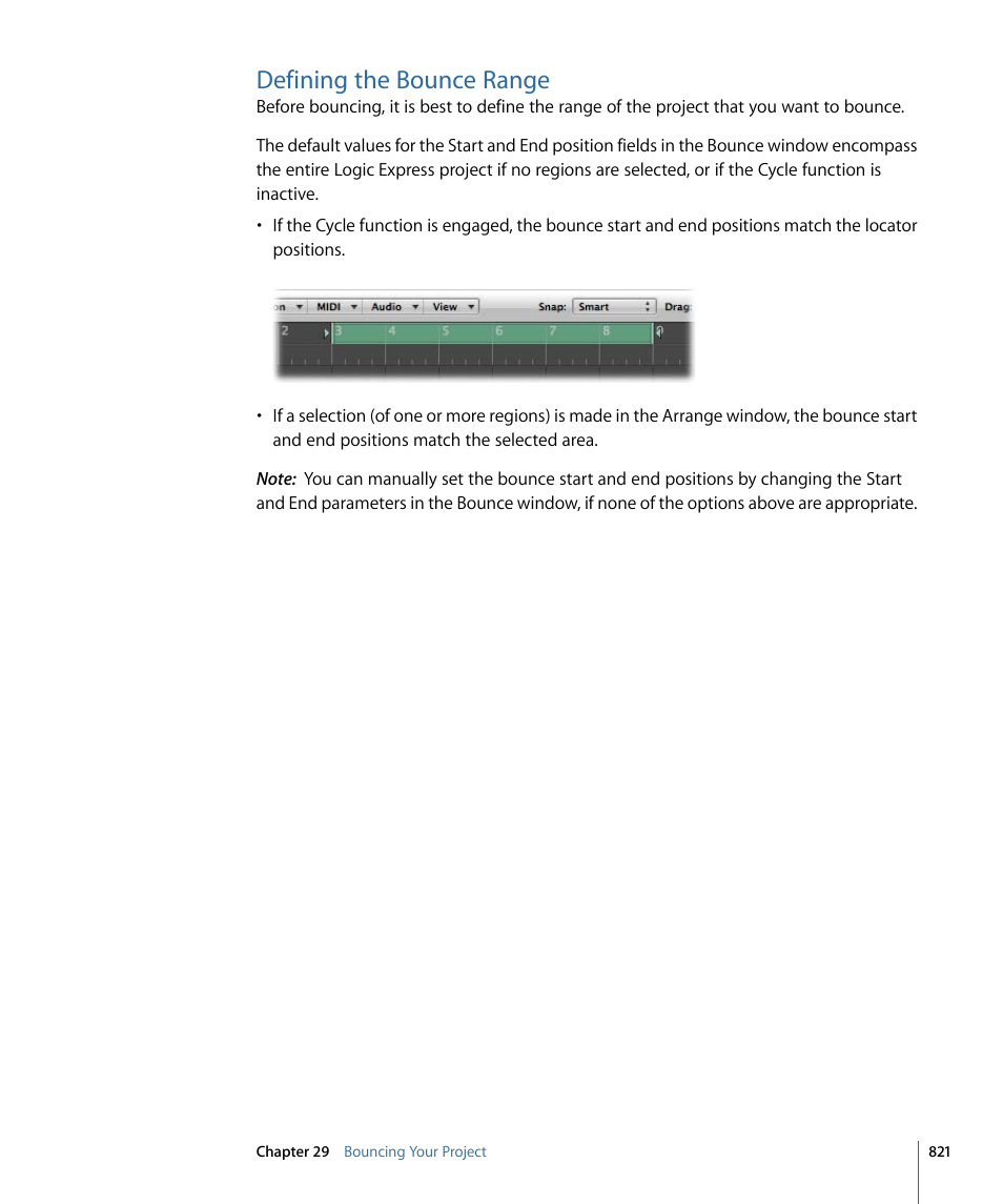 Defining the bounce range | Apple Logic Express 9 User Manual | Page 821 / 1294