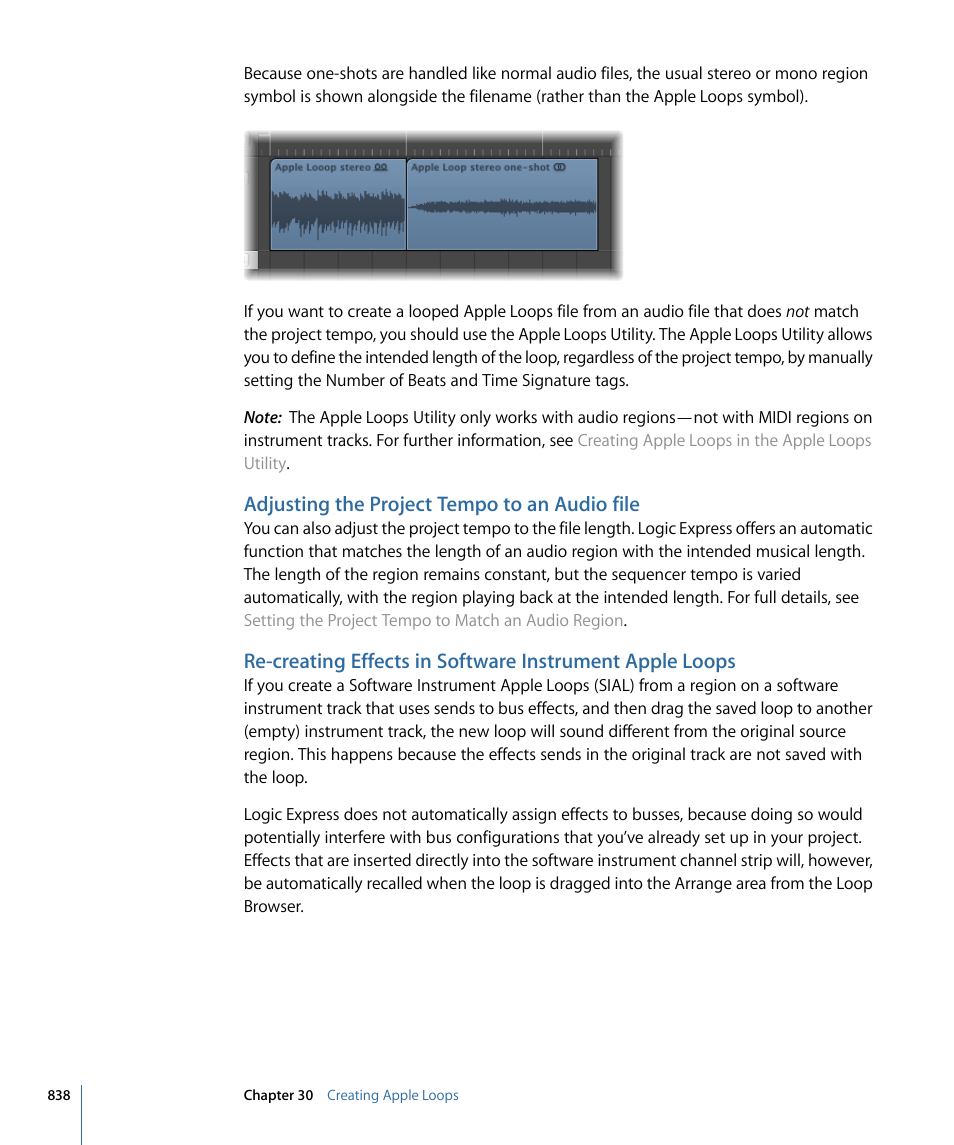 Adjusting the project tempo to an audio file | Apple Logic Express 9 User Manual | Page 838 / 1294
