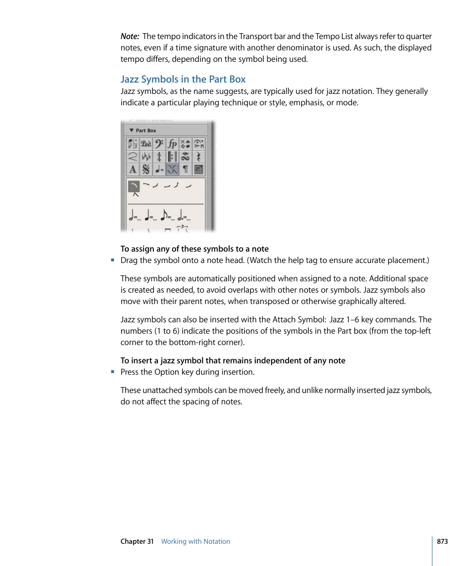 Jazz symbols in the part box | Apple Logic Express 9 User Manual | Page 873 / 1294