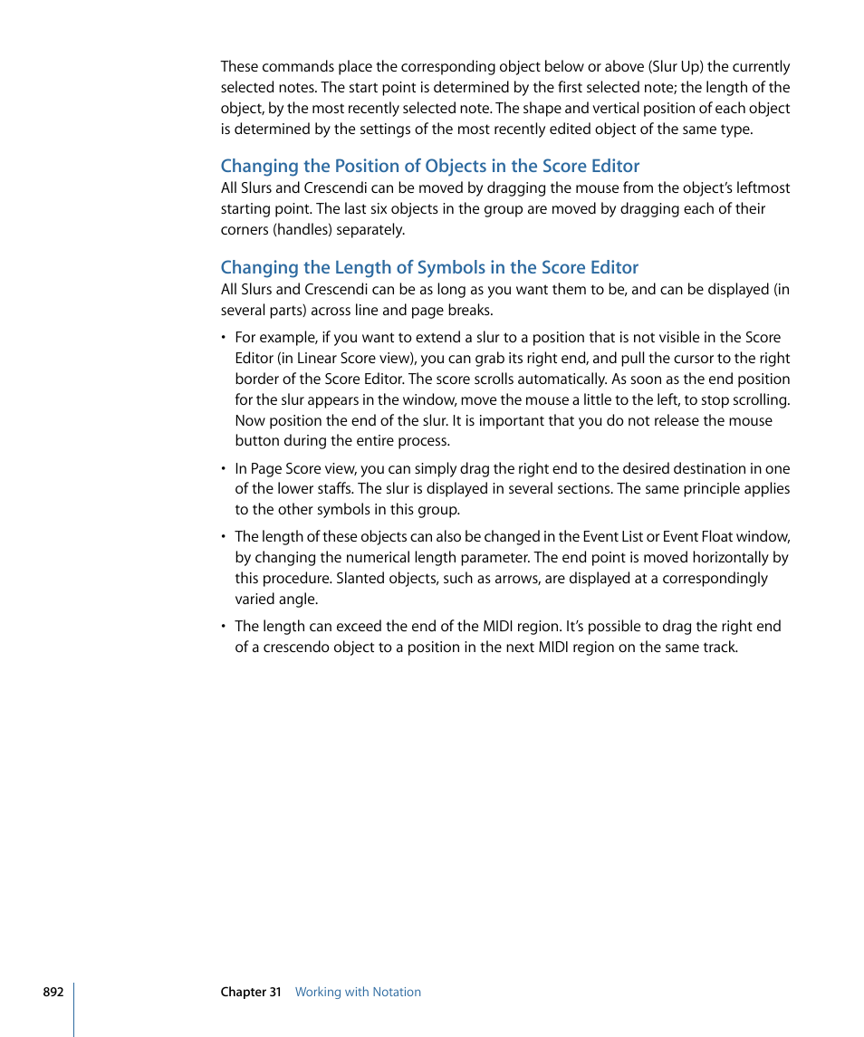 Changing the length of symbols in the score editor | Apple Logic Express 9 User Manual | Page 892 / 1294