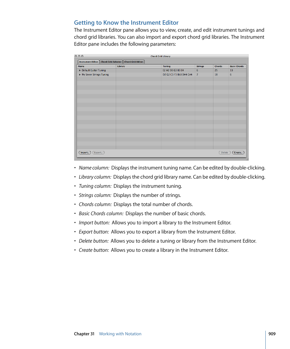 Getting to know the instrument editor | Apple Logic Express 9 User Manual | Page 909 / 1294