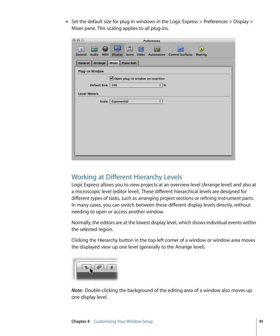 Working at different hierarchy levels | Apple Logic Express 9 User Manual | Page 91 / 1294