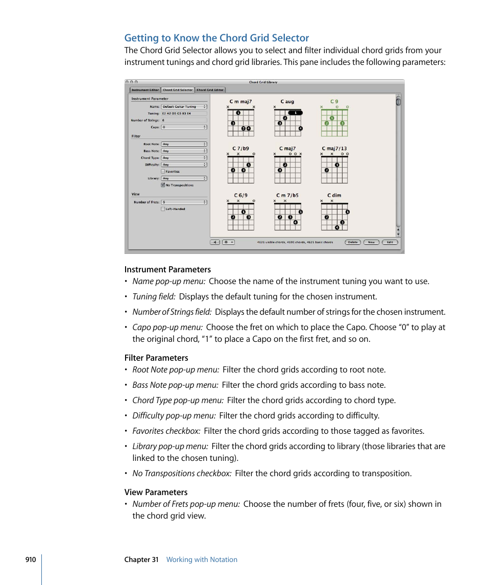 Getting to know the chord grid selector | Apple Logic Express 9 User Manual | Page 910 / 1294
