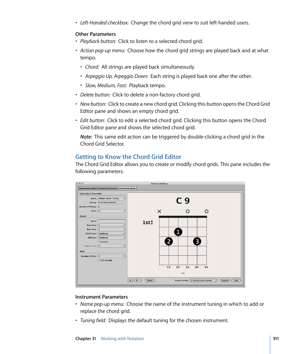 Getting to know the chord grid editor | Apple Logic Express 9 User Manual | Page 911 / 1294