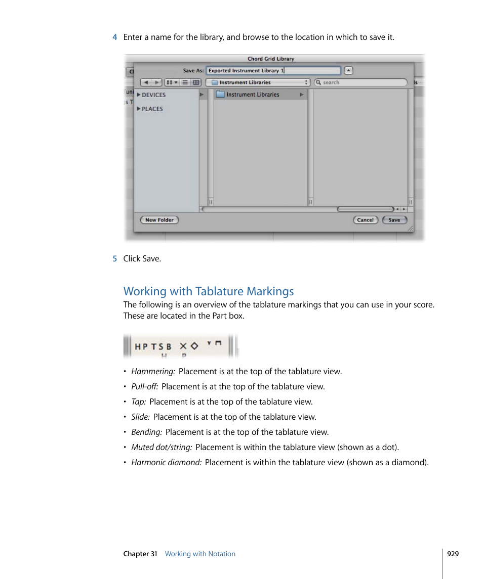 Working with tablature markings | Apple Logic Express 9 User Manual | Page 929 / 1294
