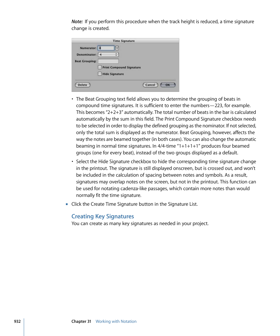 Creating key signatures | Apple Logic Express 9 User Manual | Page 932 / 1294