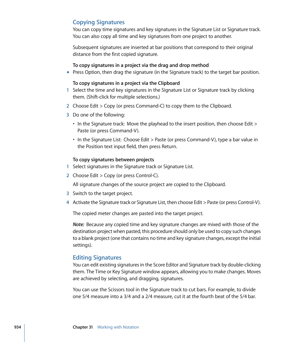 Copying signatures, Editing signatures | Apple Logic Express 9 User Manual | Page 934 / 1294