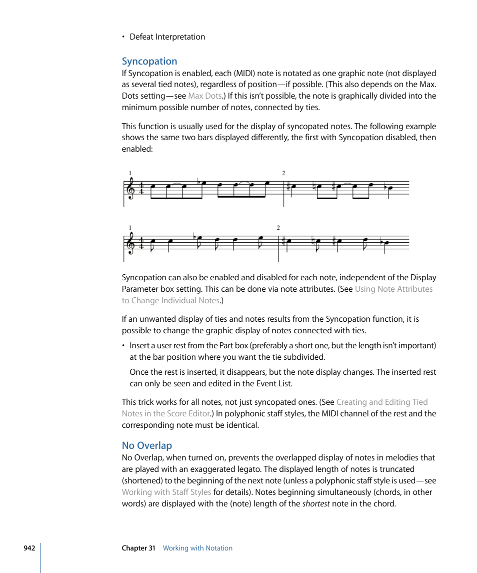 Syncopation, No overlap | Apple Logic Express 9 User Manual | Page 942 / 1294