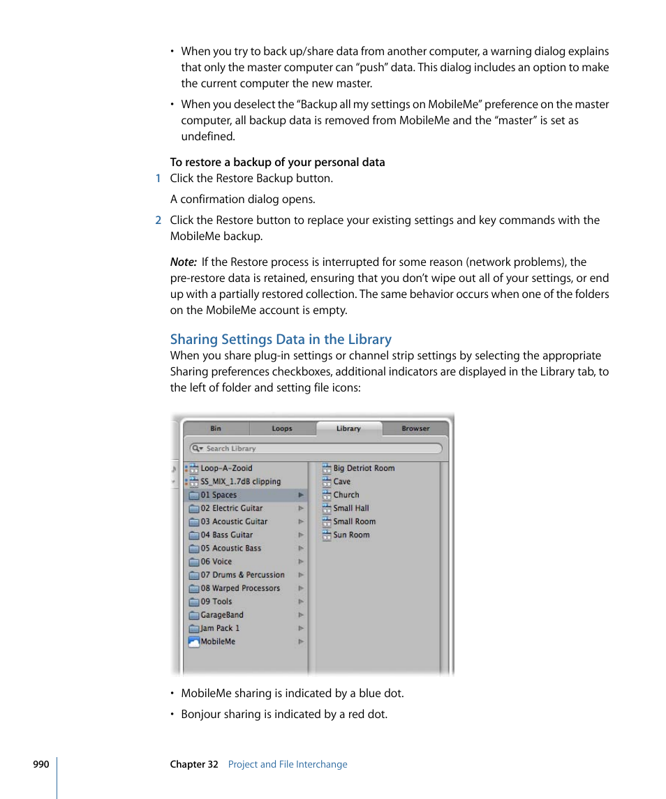 Sharing settings data in the library | Apple Logic Express 9 User Manual | Page 990 / 1294