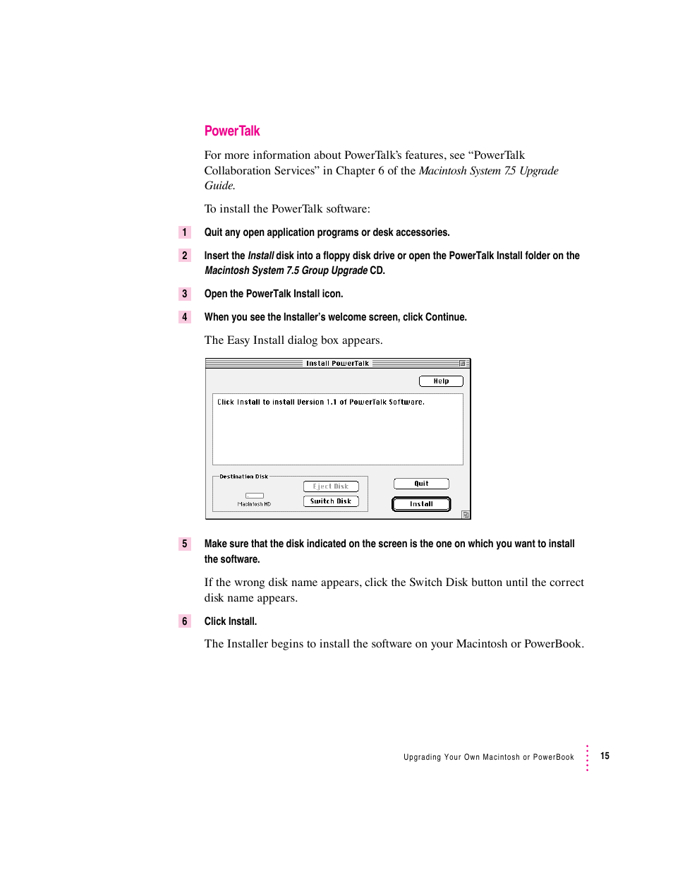 Powertalk | Apple Macintosh System 7.5 User Manual | Page 19 / 65