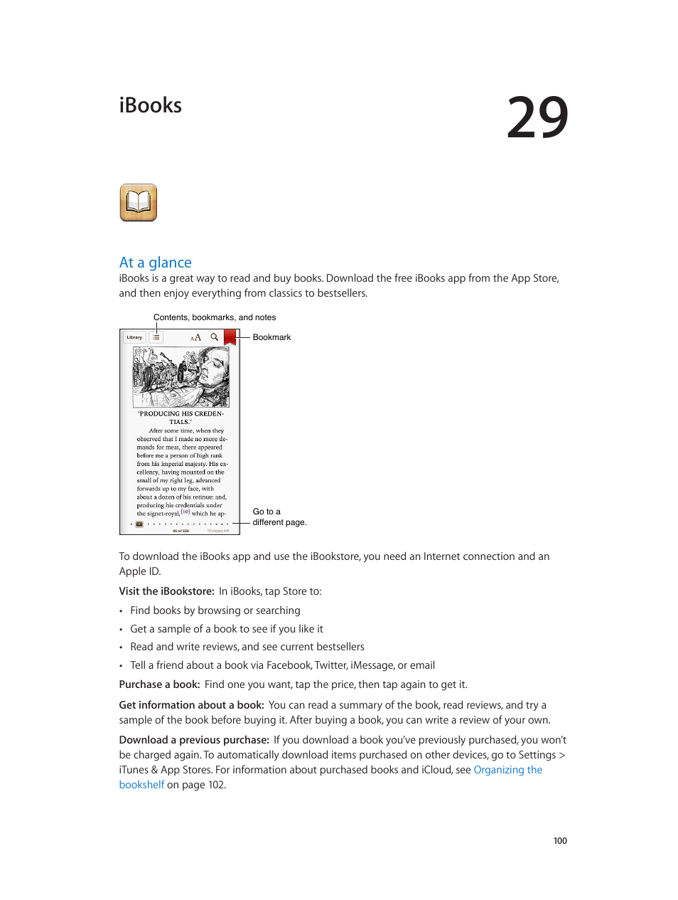 Chapter 29: ibooks, At a glance, 100 at a glance | Ibooks | Apple iPod touch iOS 6.1 User Manual | Page 100 / 138