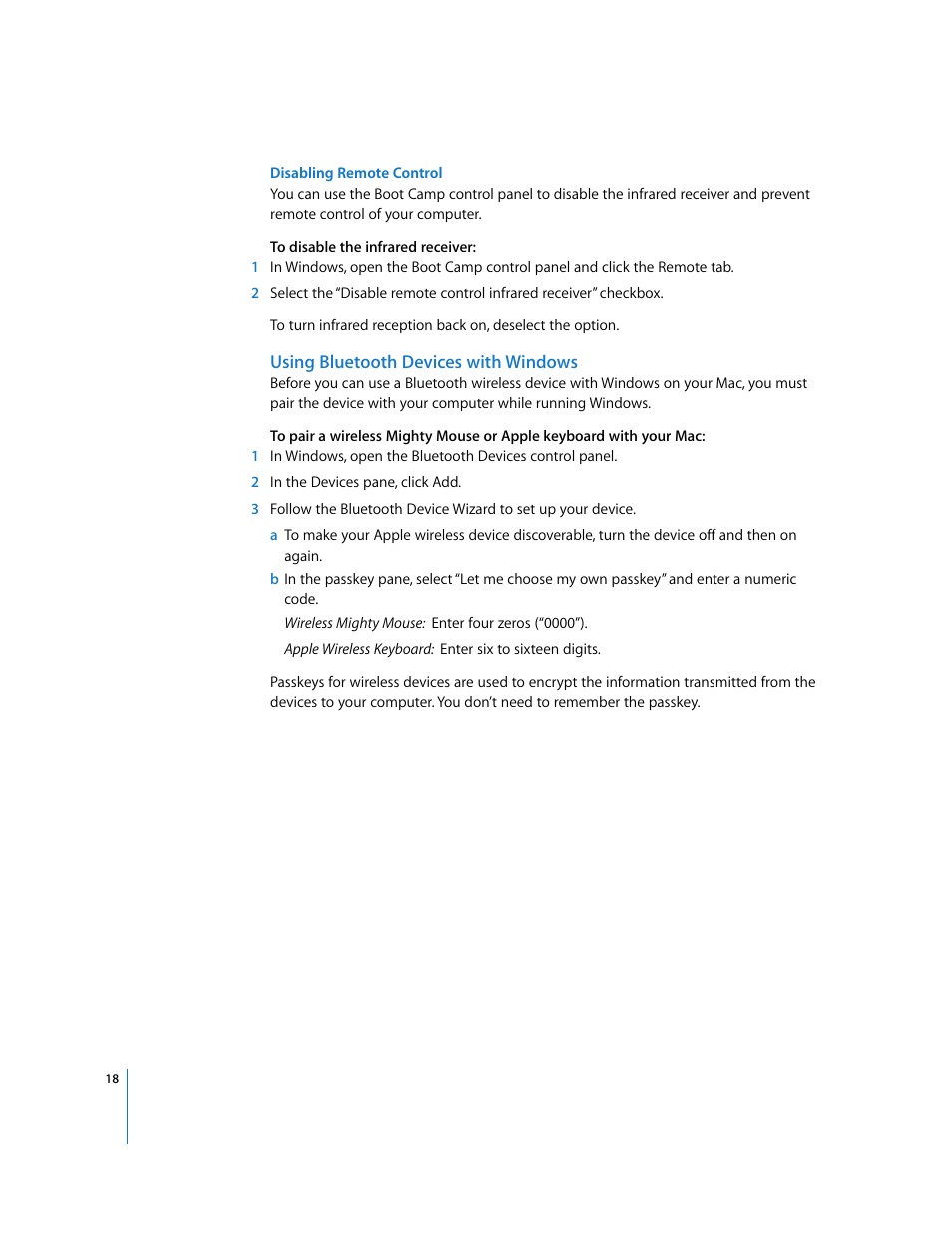 Using bluetooth devices with windows | Apple Boot Camp (Mac OS X v10.5 Leopard) User Manual | Page 18 / 25