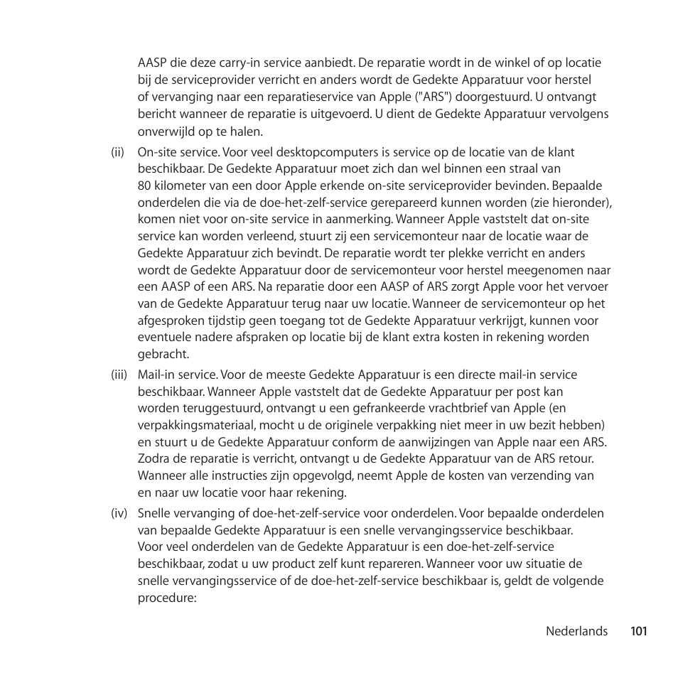 Apple AppleCare Protection Plan for Apple TV User Manual | Page 101 / 112