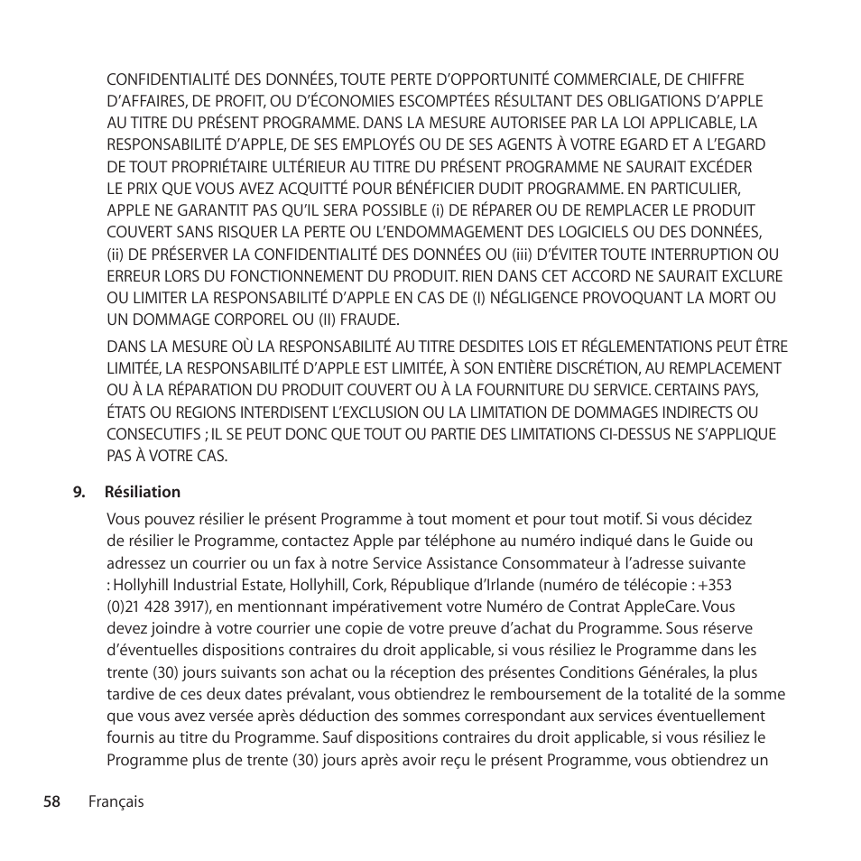 Apple AppleCare Protection Plan for Apple TV User Manual | Page 58 / 112