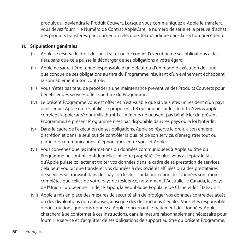 Apple AppleCare Protection Plan for Apple TV User Manual | Page 60 / 112