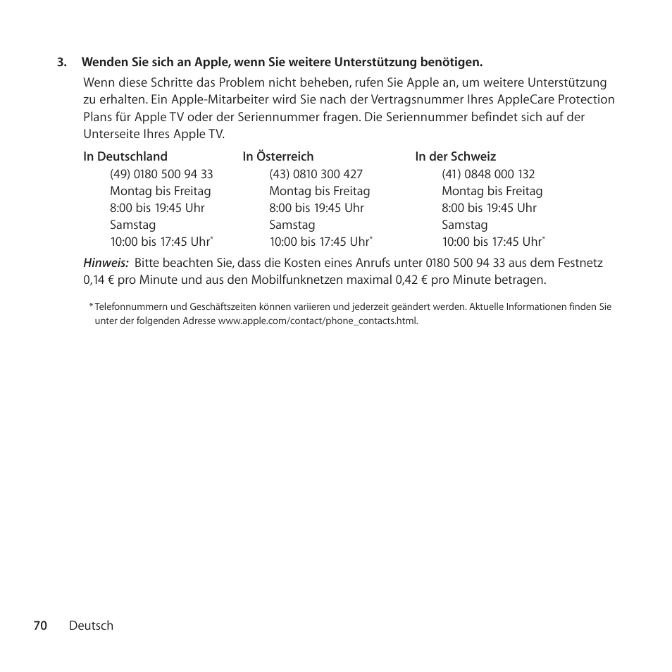 Apple AppleCare Protection Plan for Apple TV User Manual | Page 70 / 112