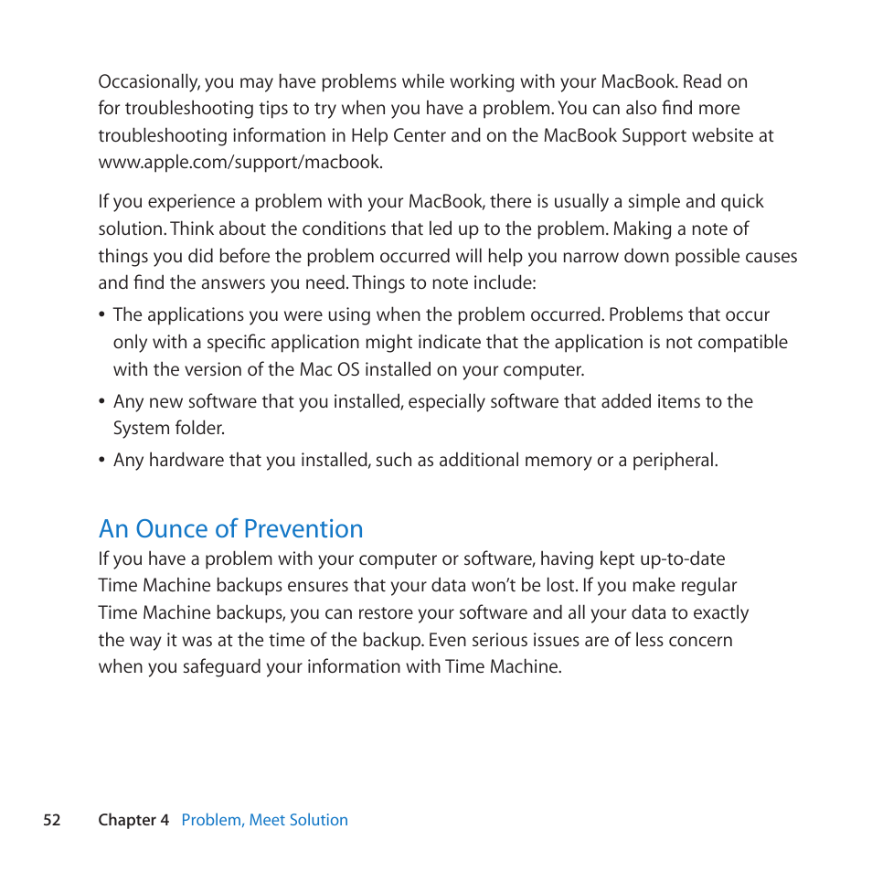 An ounce of prevention, 52 an ounce of prevention | Apple MacBook (13-inch, Mid 2010) User Manual | Page 52 / 92