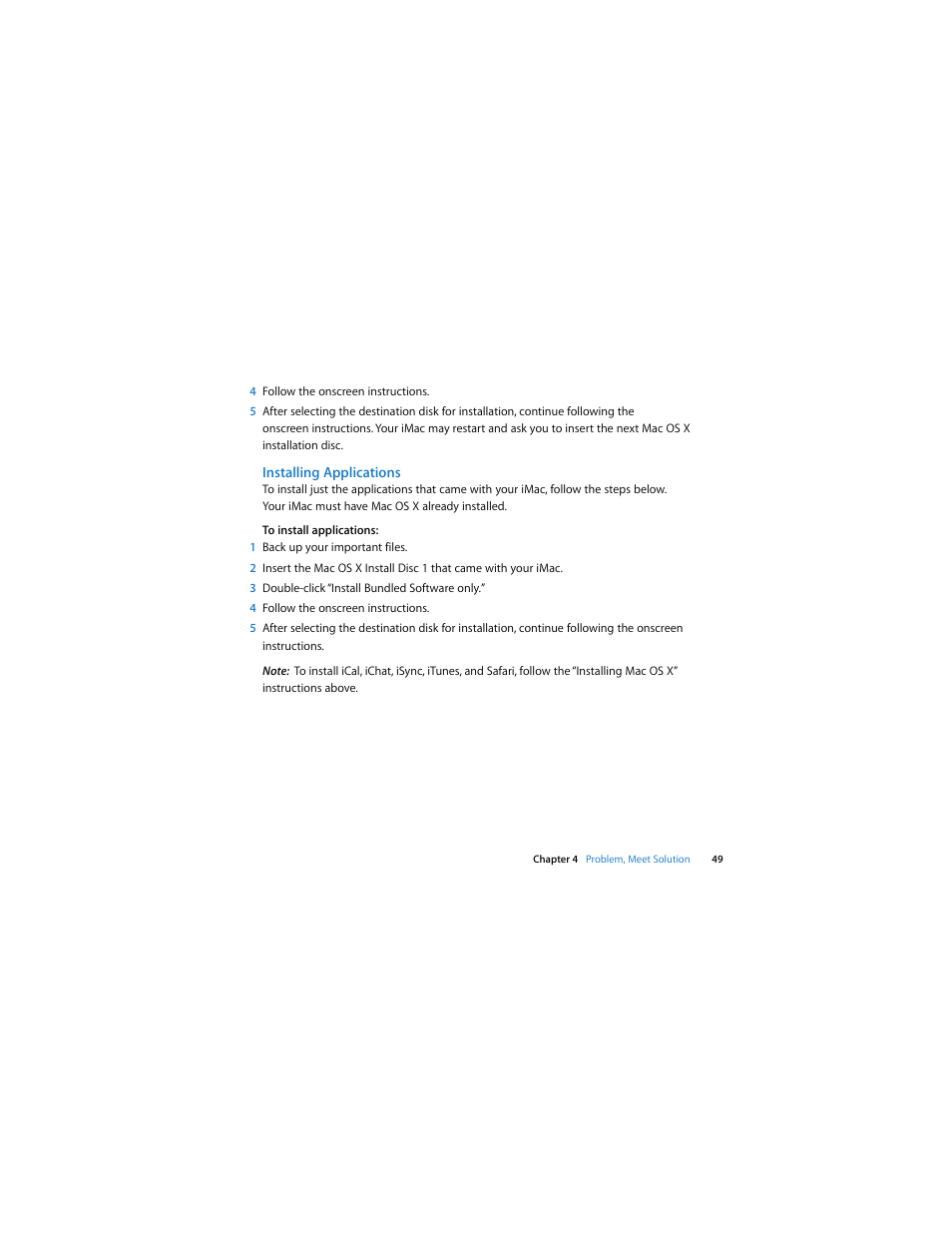 Installing applications | Apple iMac (Early 2008) User Manual | Page 49 / 76
