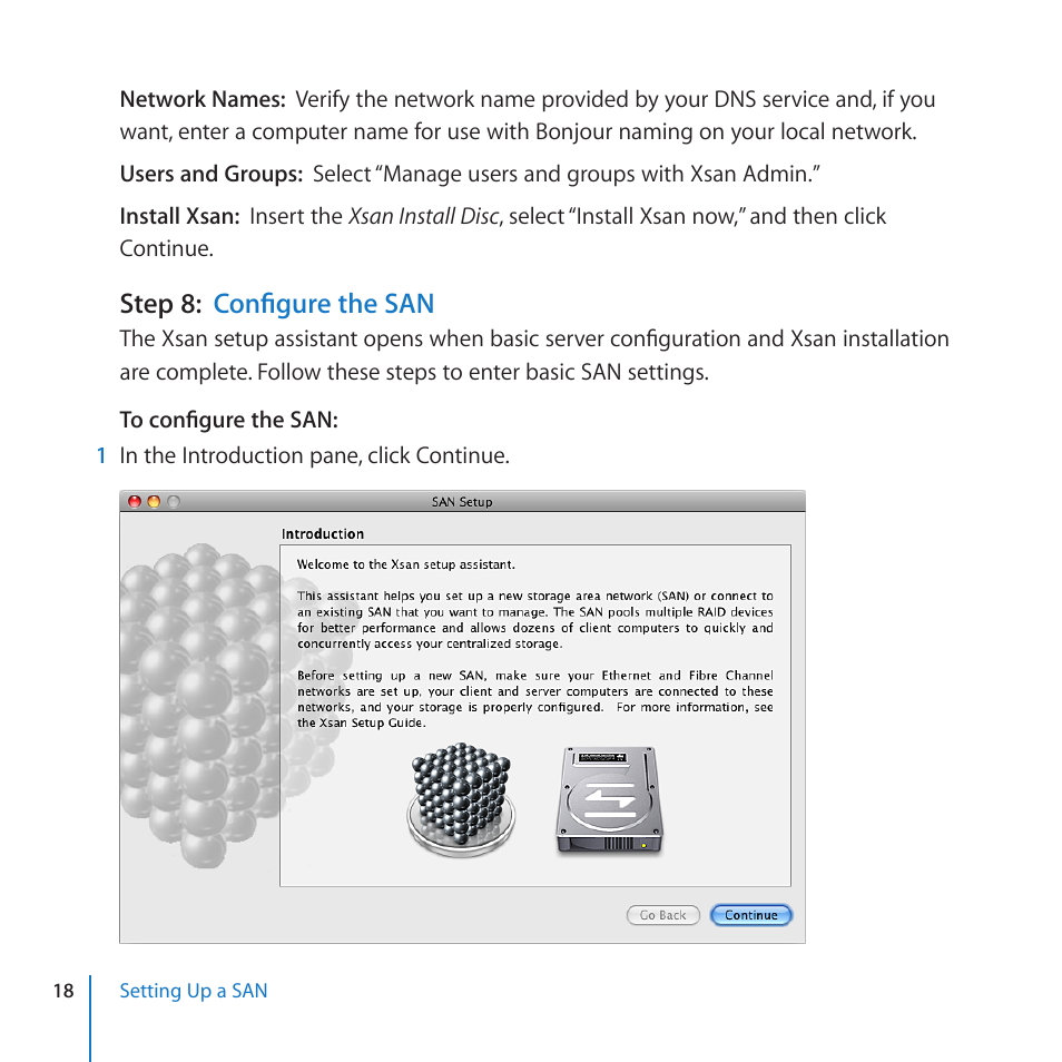 Step 8: configure the san | Apple Xsan 2 (Third Edition) User Manual | Page 18 / 32