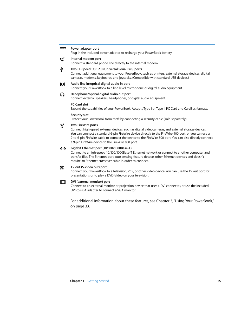 Apple PowerBook G4 (15-inch, Double Layer Super Drive) User Manual | Page 15 / 112