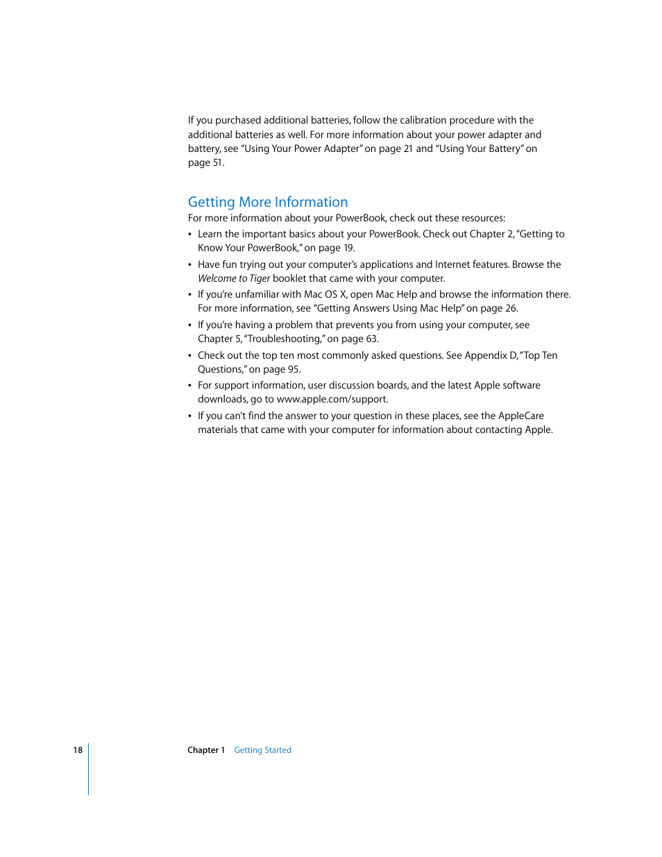 Getting more information | Apple PowerBook G4 (15-inch, Double Layer Super Drive) User Manual | Page 18 / 112