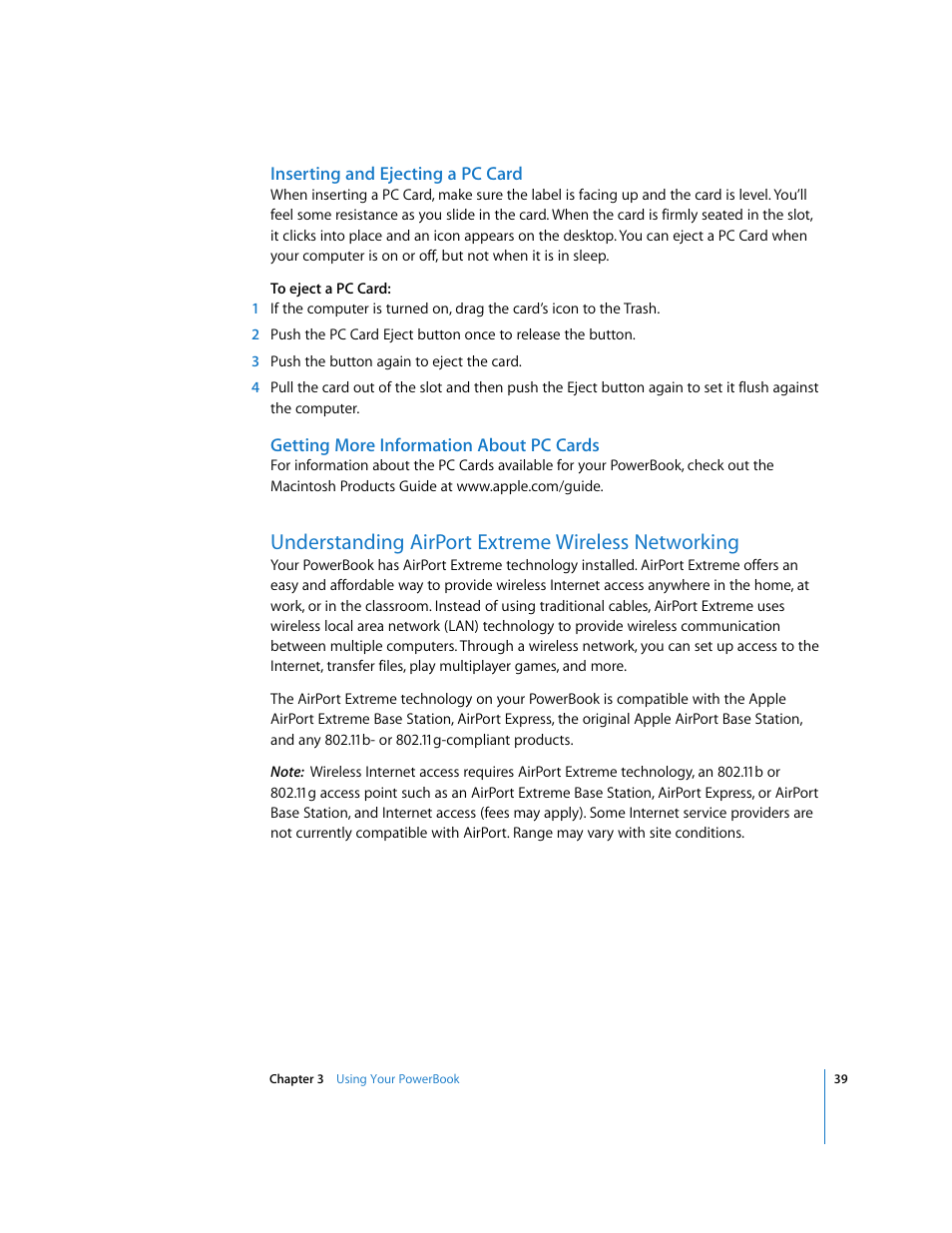 Understanding airport extreme wireless networking | Apple PowerBook G4 (15-inch, Double Layer Super Drive) User Manual | Page 39 / 112