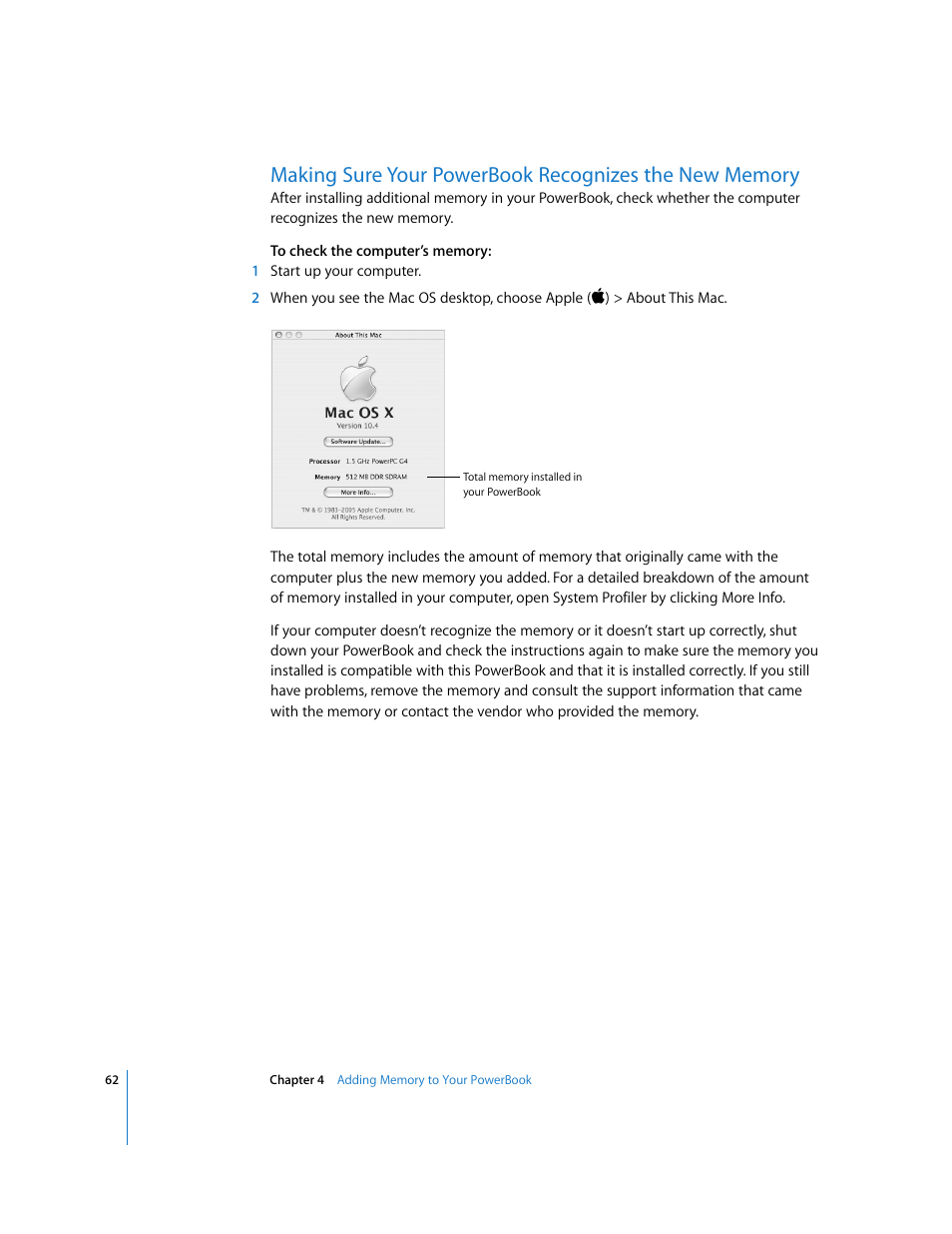 Apple PowerBook G4 (15-inch, Double Layer Super Drive) User Manual | Page 62 / 112