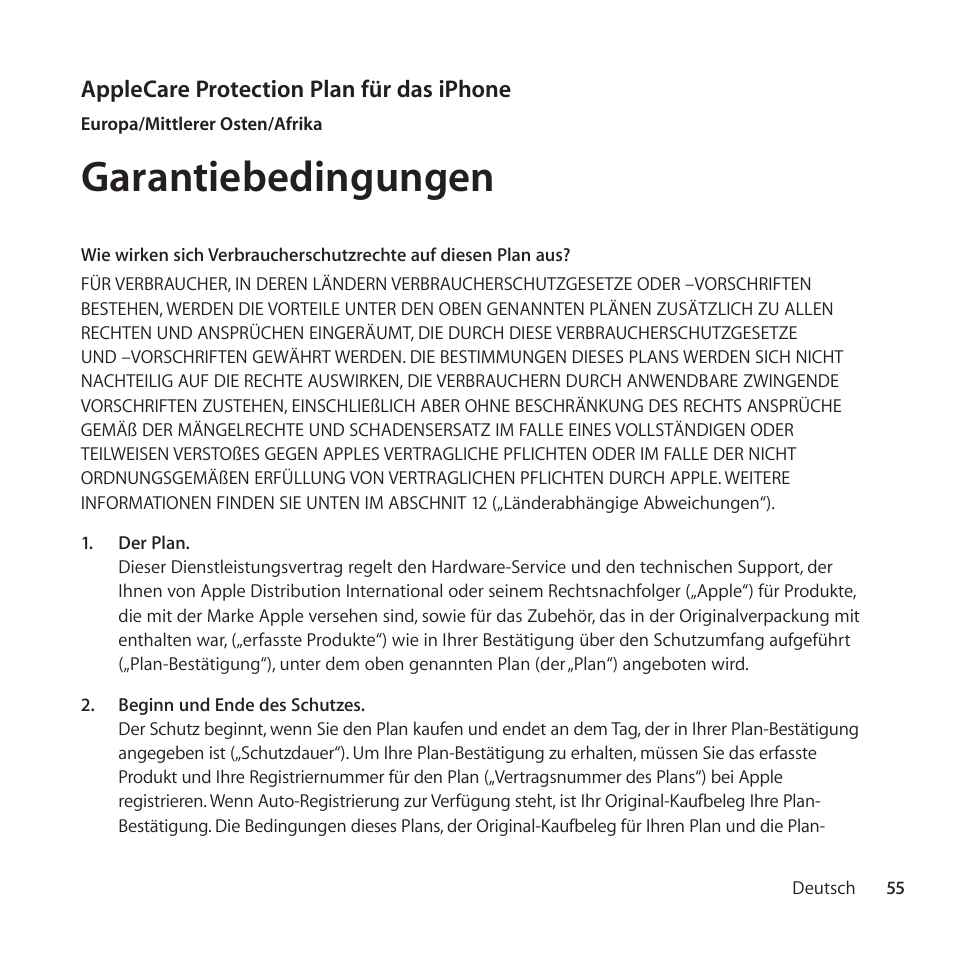 Garantiebedingungen | Apple AppleCare Protection Plan for iPhone User Manual | Page 55 / 88