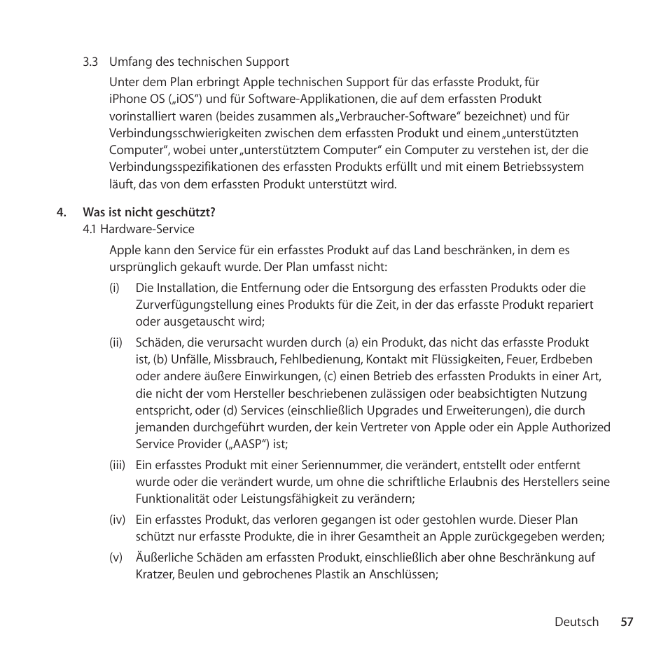 Apple AppleCare Protection Plan for iPhone User Manual | Page 57 / 88