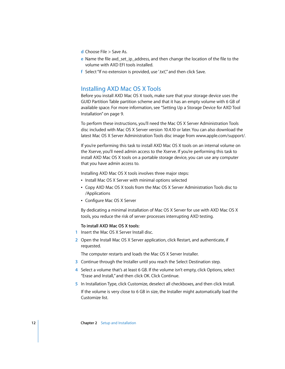 Installing axd macosx tools, Installing axd mac os x tools | Apple Xserve Diagnostics User Manual | Page 12 / 38