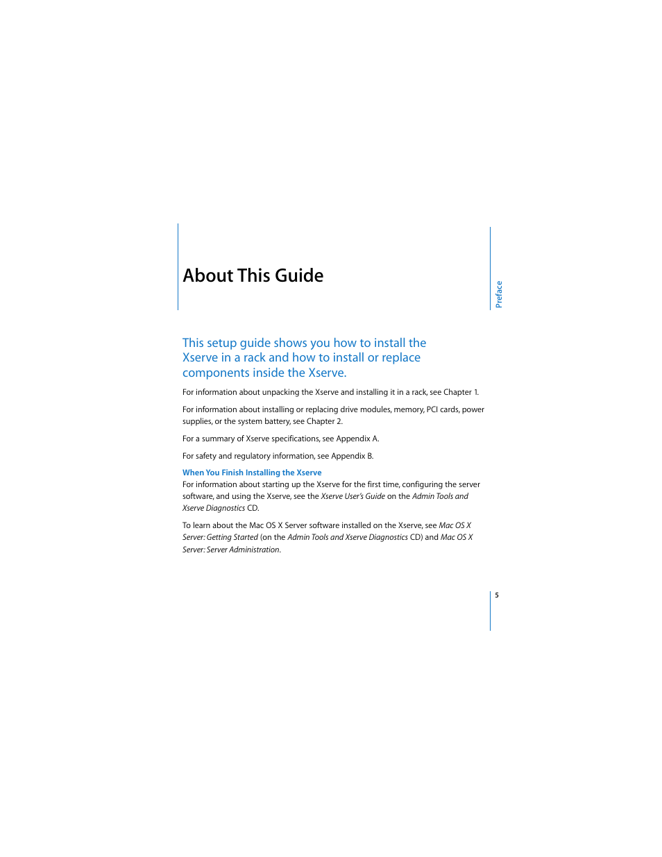 About this guide | Apple Xserve (Early 2008) User Manual | Page 5 / 60
