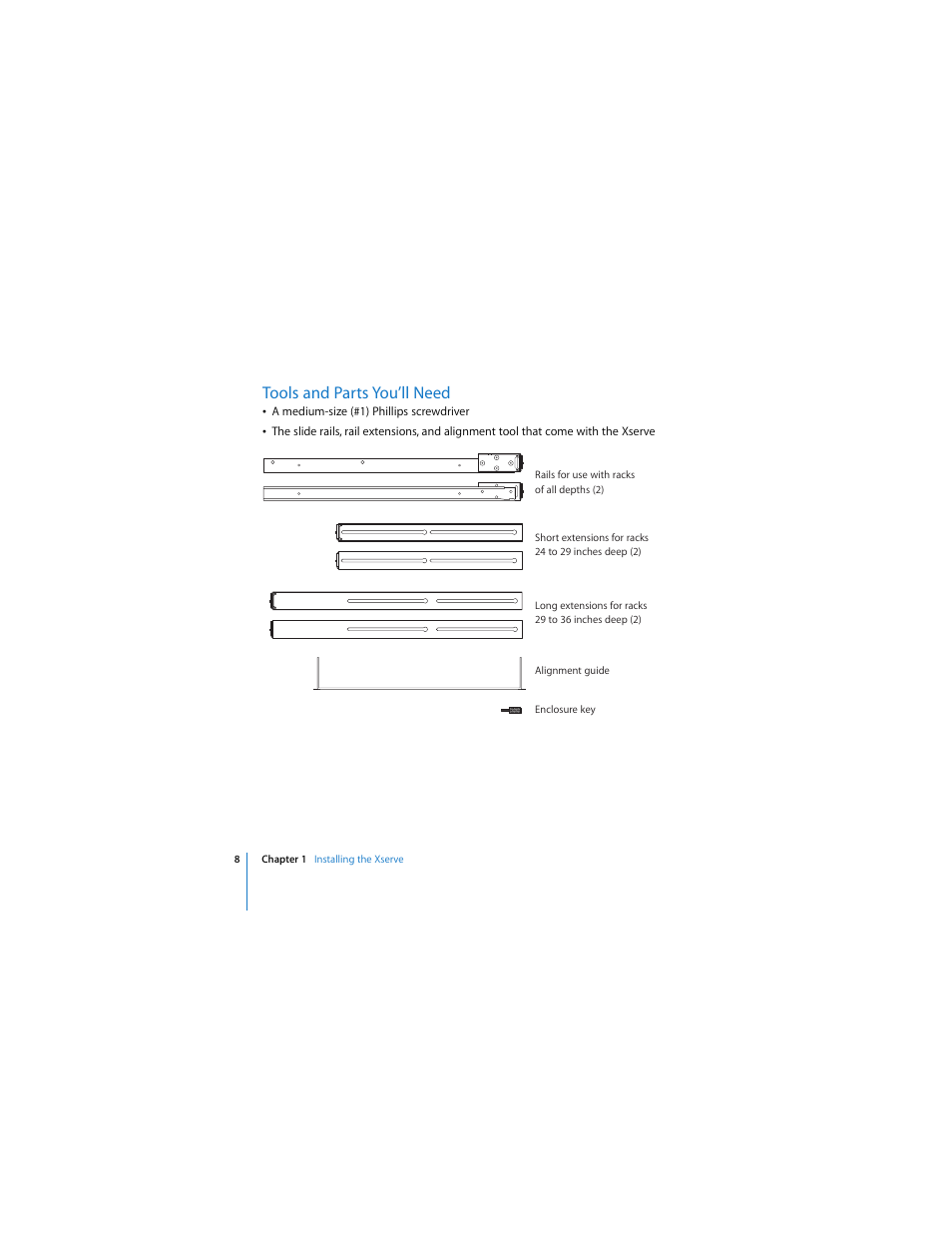 Tools and parts you’ll need | Apple Xserve (Early 2008) User Manual | Page 8 / 60