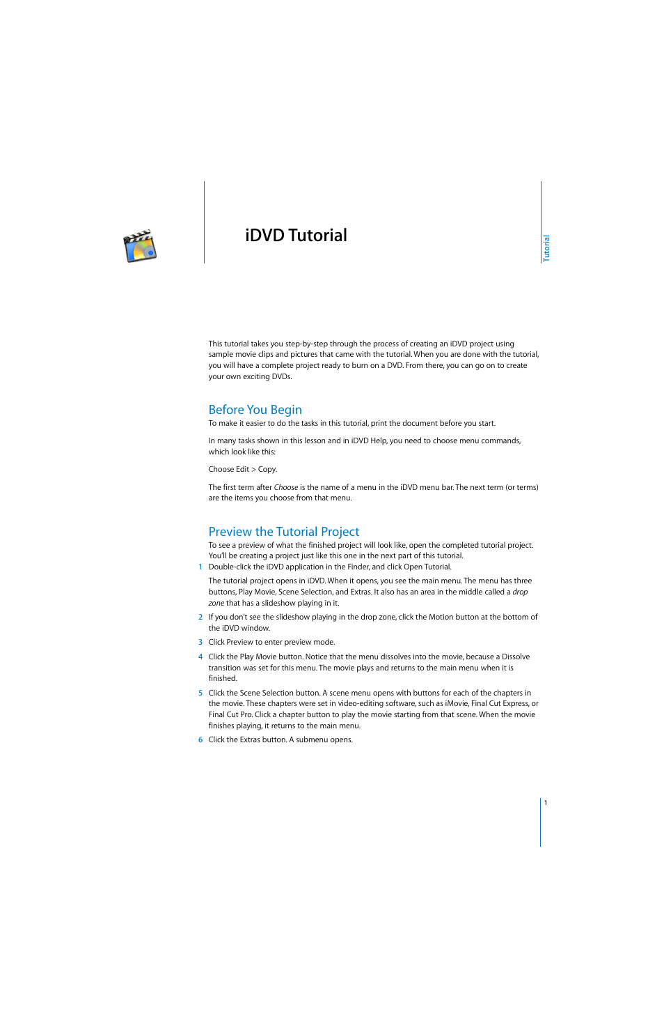 Apple iDVD 4 Tutorial User Manual | 12 pages