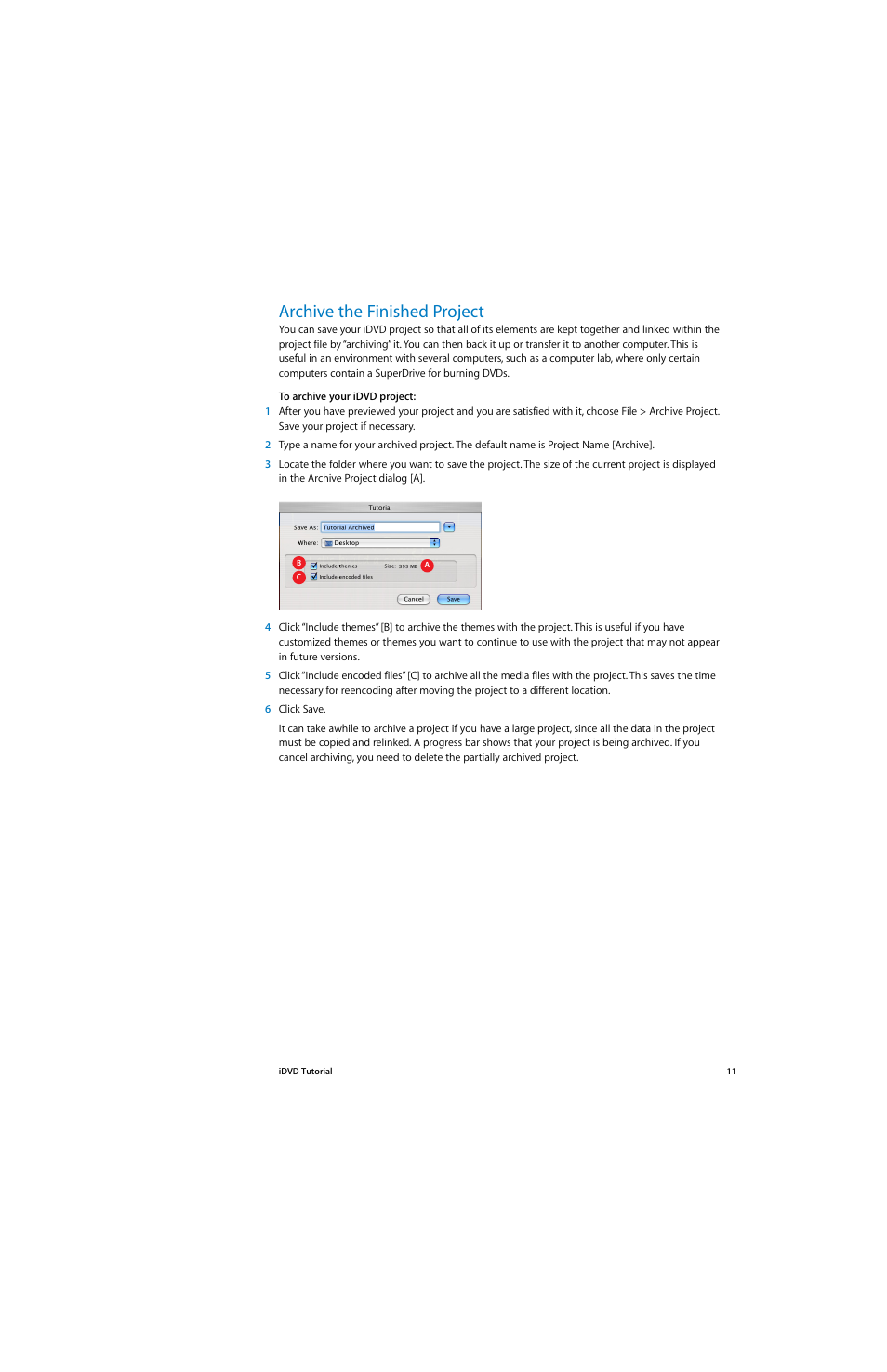 Archive the finished project | Apple iDVD 4 Tutorial User Manual | Page 11 / 12