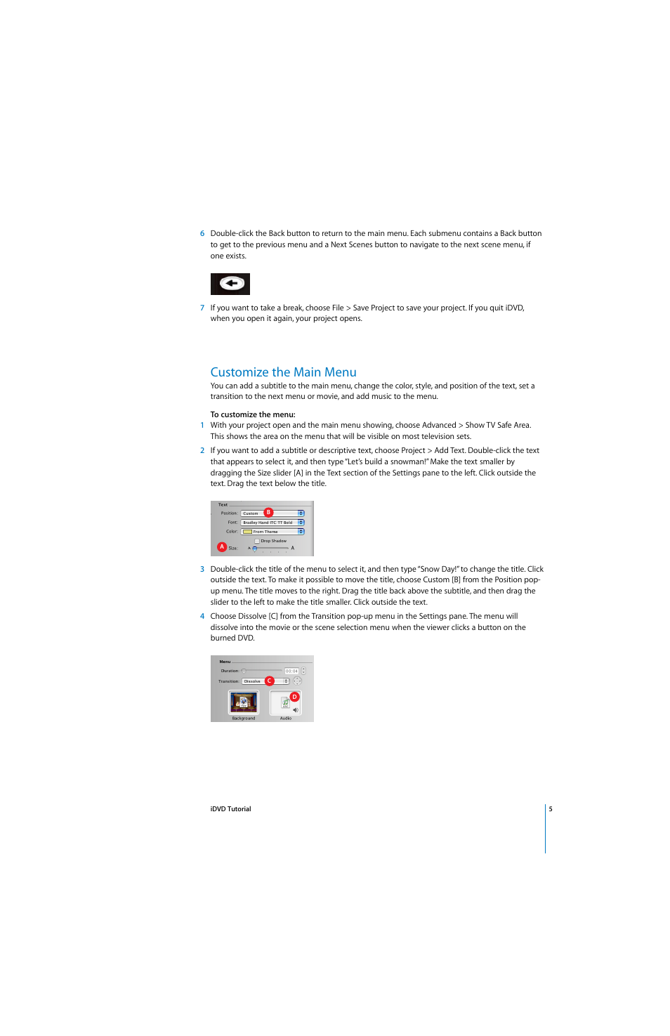 Customize the main menu | Apple iDVD 4 Tutorial User Manual | Page 5 / 12
