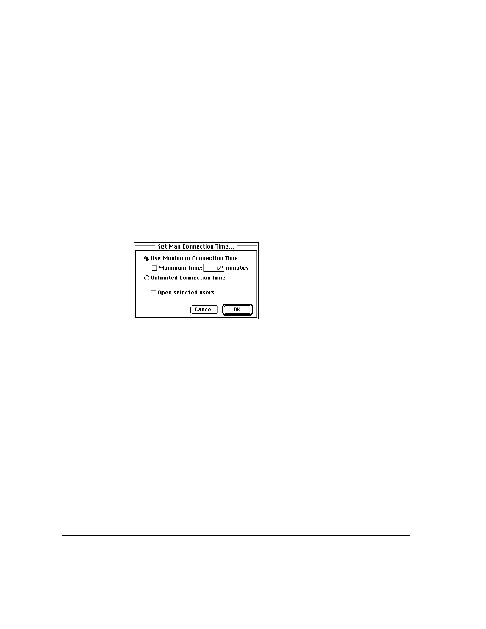 Changing the maximum connection time | Apple Remote Access MultiPort Server User Manual | Page 62 / 113