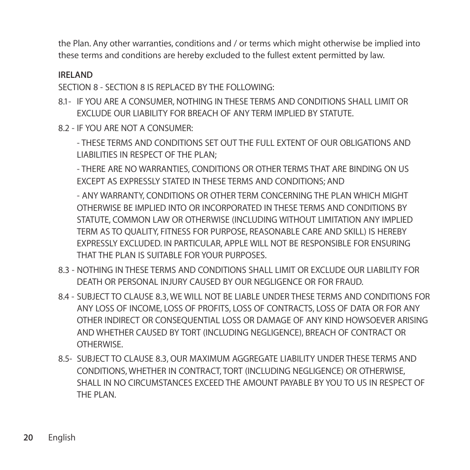 Apple AppleCare Protection Plan for iPad User Manual | Page 20 / 96