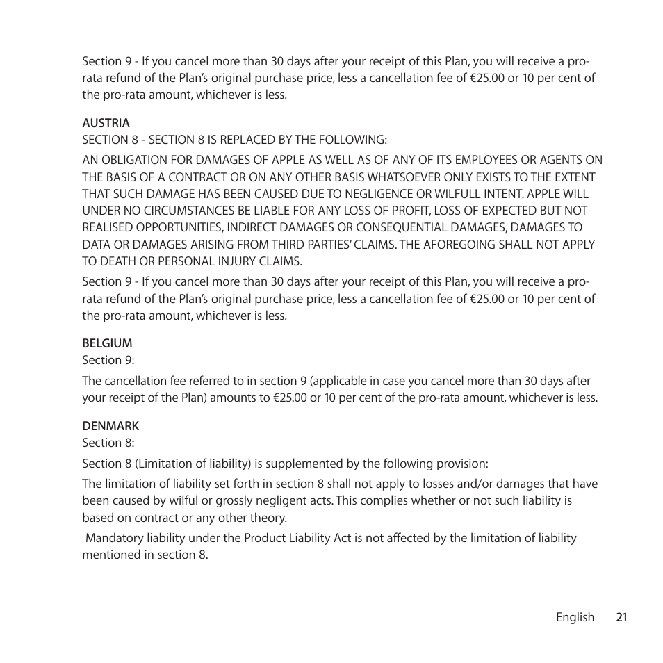 Apple AppleCare Protection Plan for iPad User Manual | Page 21 / 96