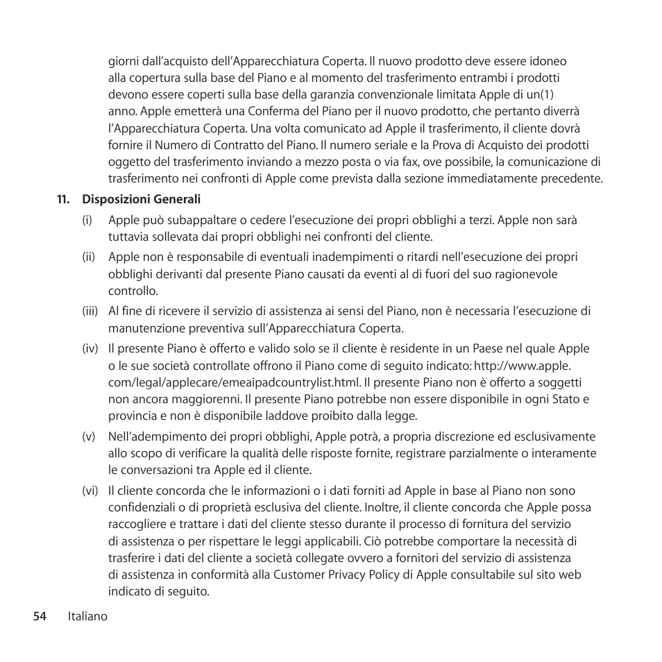 Apple AppleCare Protection Plan for iPad User Manual | Page 54 / 96