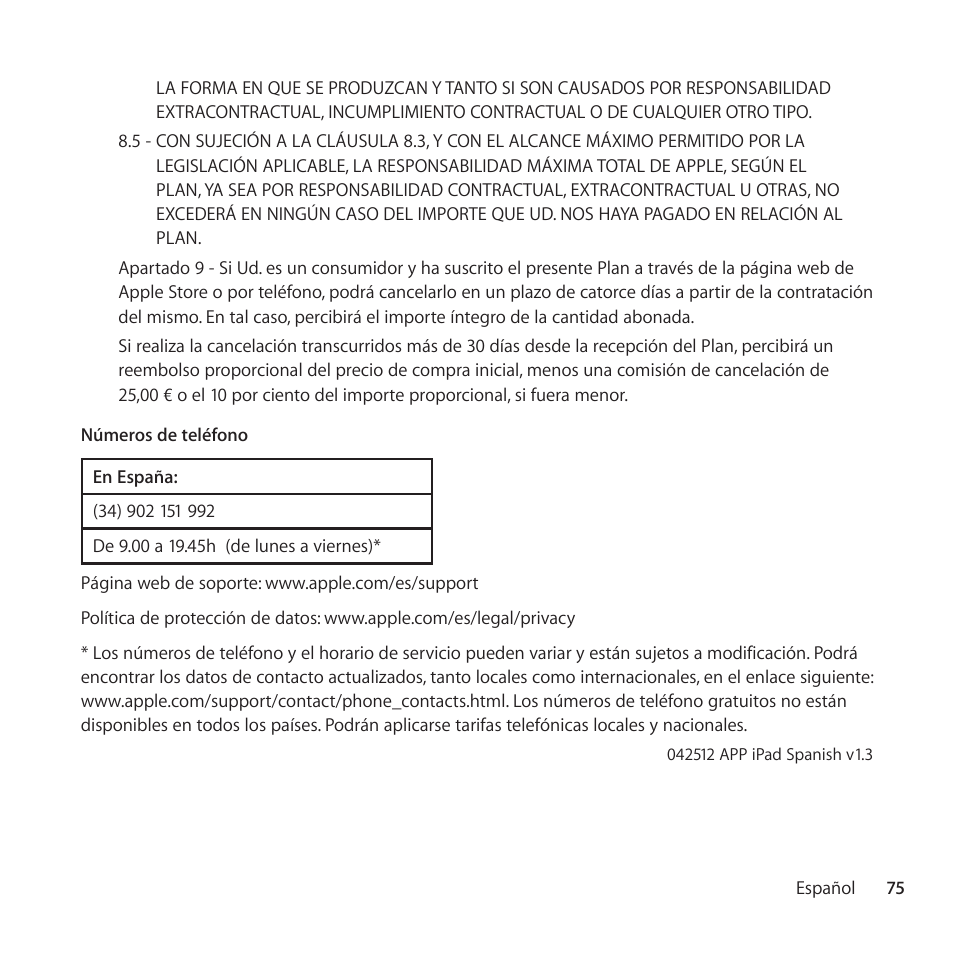 Apple AppleCare Protection Plan for iPad User Manual | Page 75 / 96