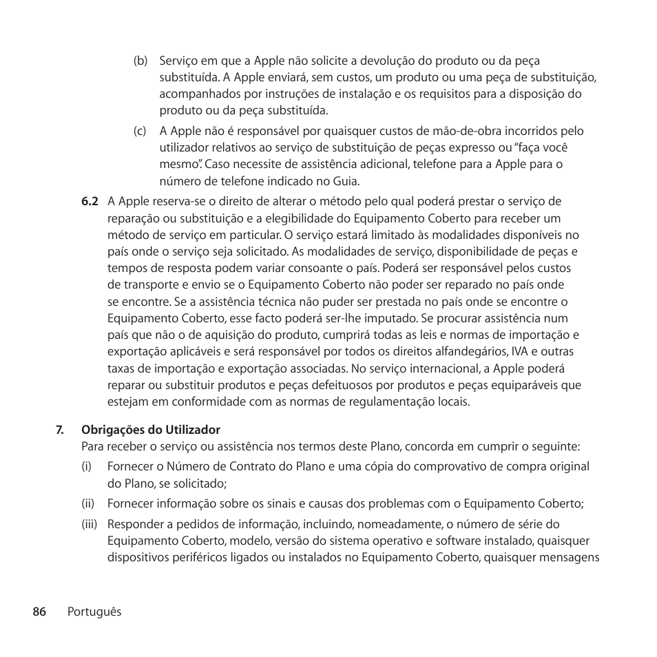 Apple AppleCare Protection Plan for iPad User Manual | Page 86 / 96