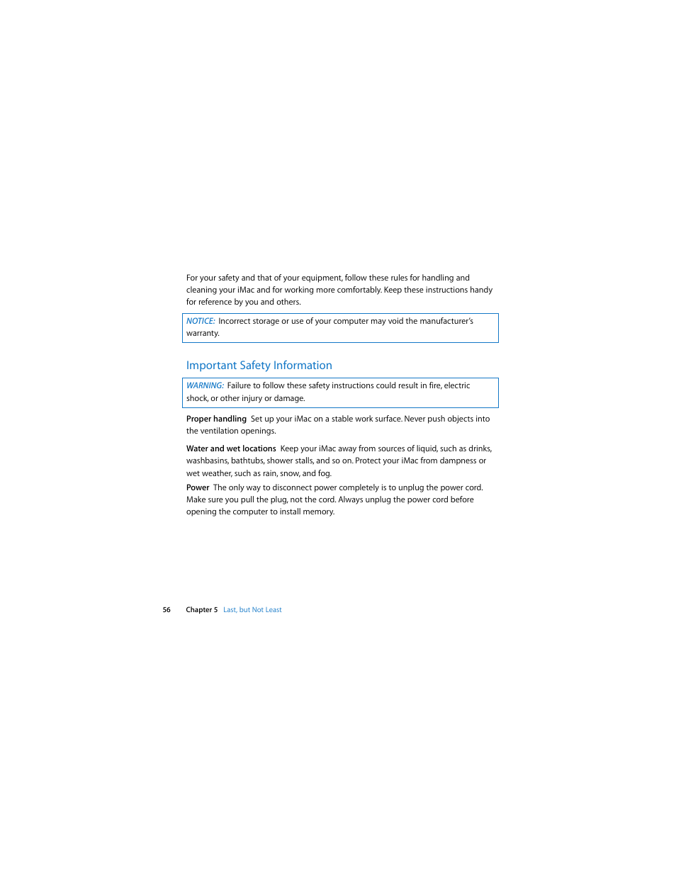 Important safety information | Apple iMac (Early 2009) User Manual | Page 56 / 76