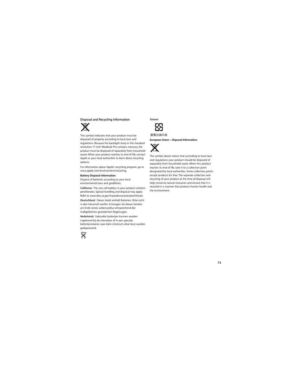 Apple MacBook Pro (Early 2008) User Manual | Page 73 / 80