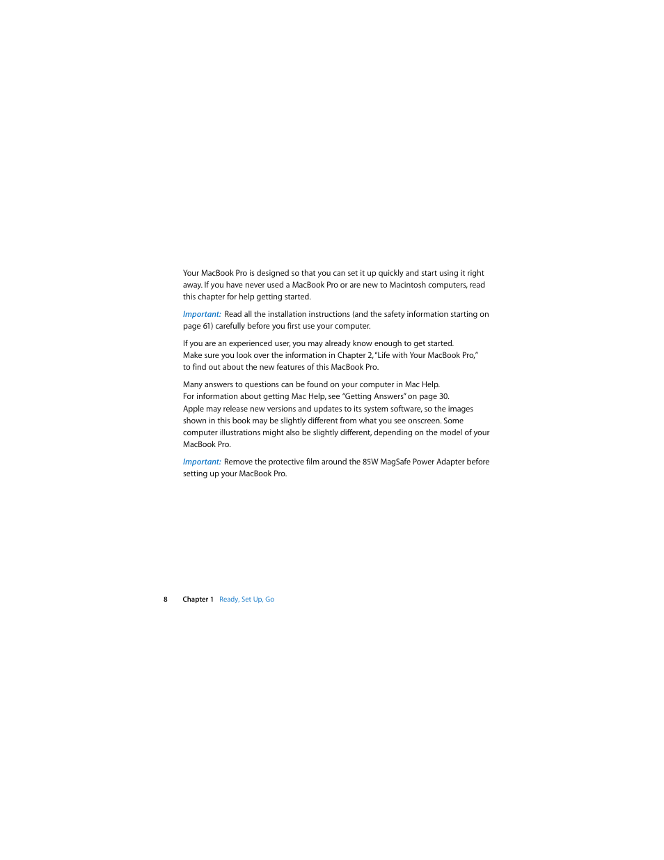 Apple MacBook Pro (Early 2008) User Manual | Page 8 / 80