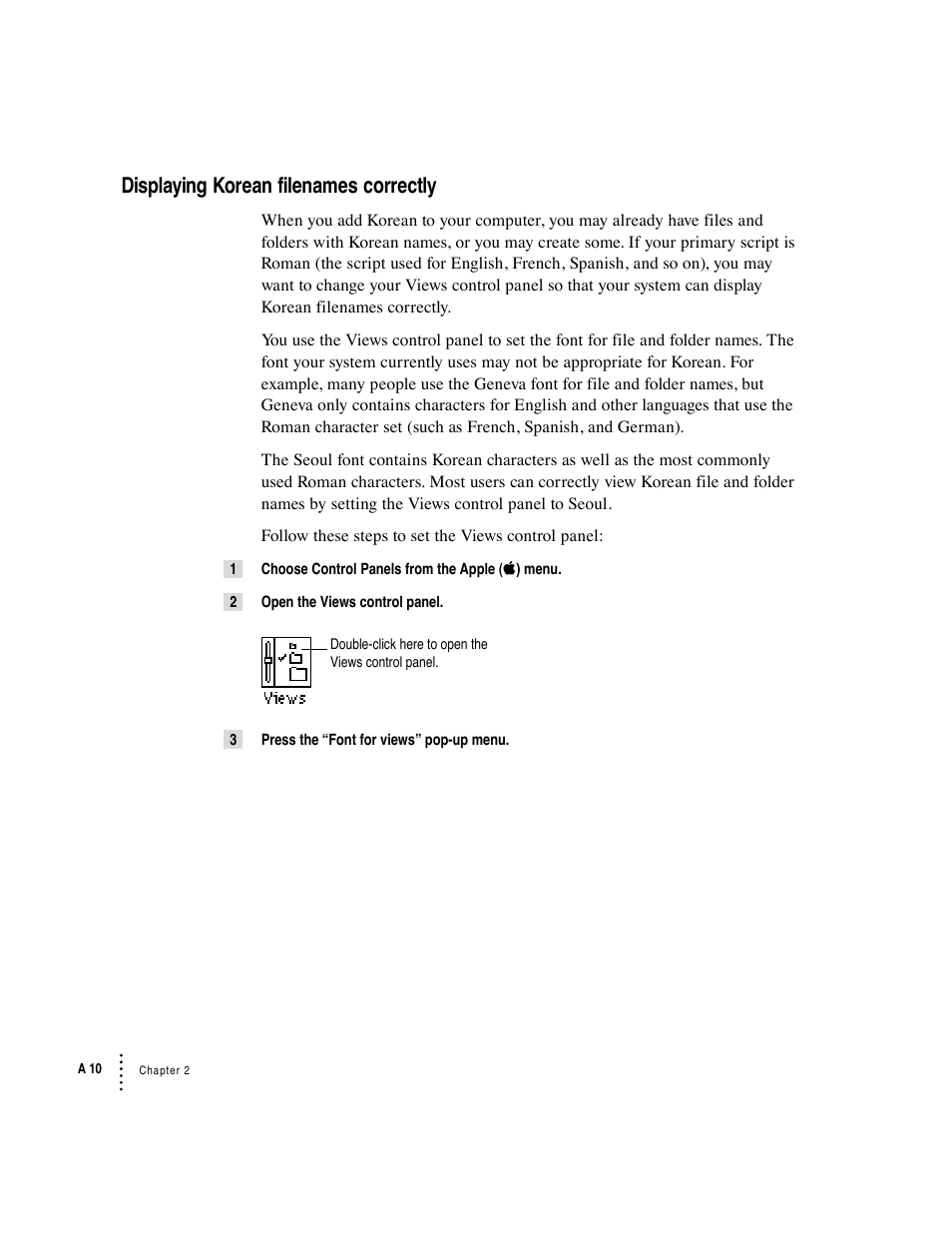 Displaying korean filenames correctly | Apple Macintosh Korean Language Kit User Manual | Page 10 / 31