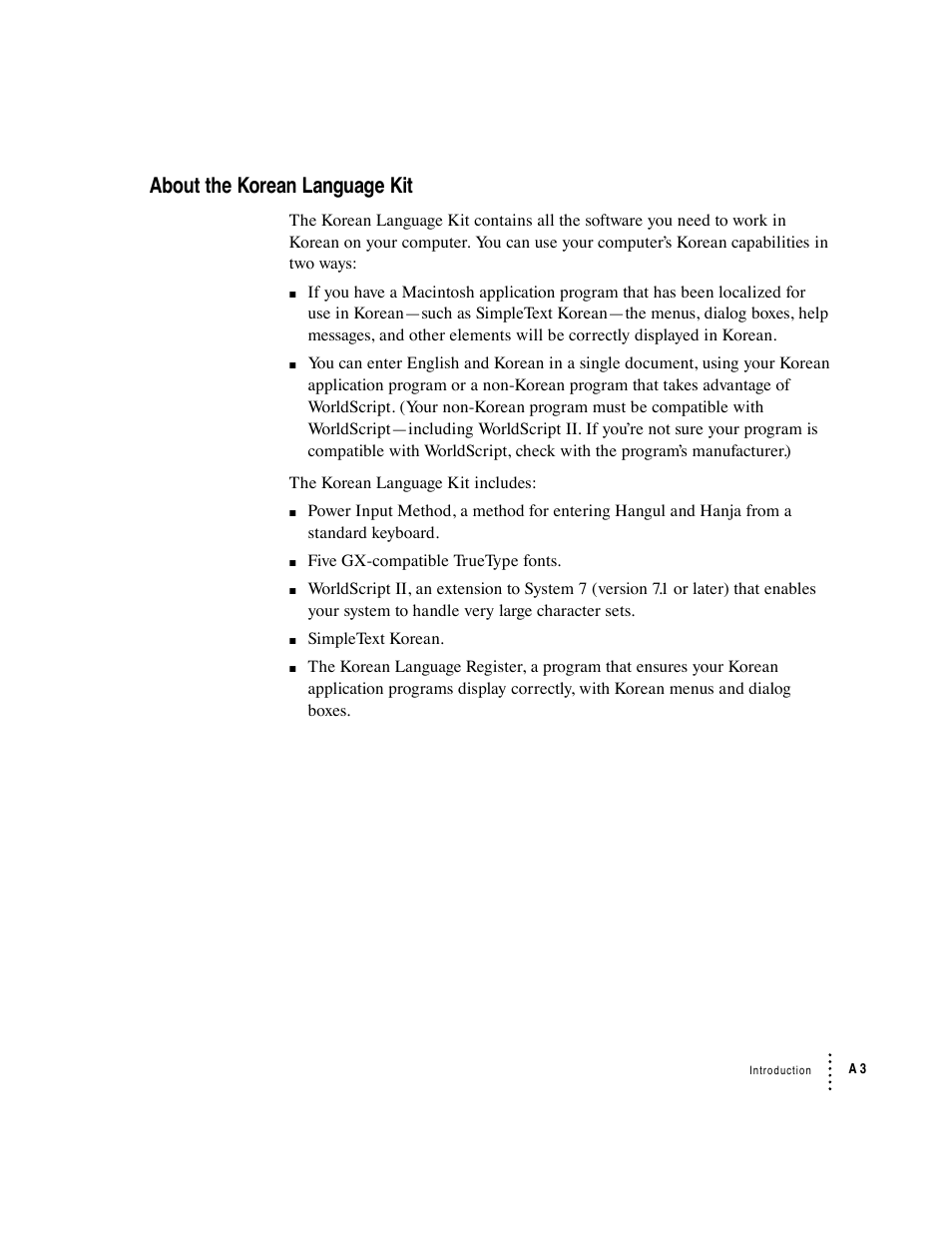 About the korean language kit | Apple Macintosh Korean Language Kit User Manual | Page 3 / 31