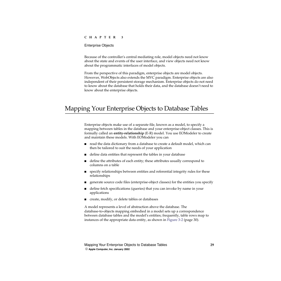 Mapping your enterprise objects to database tables | Apple WebObjects 5 User Manual | Page 29 / 108