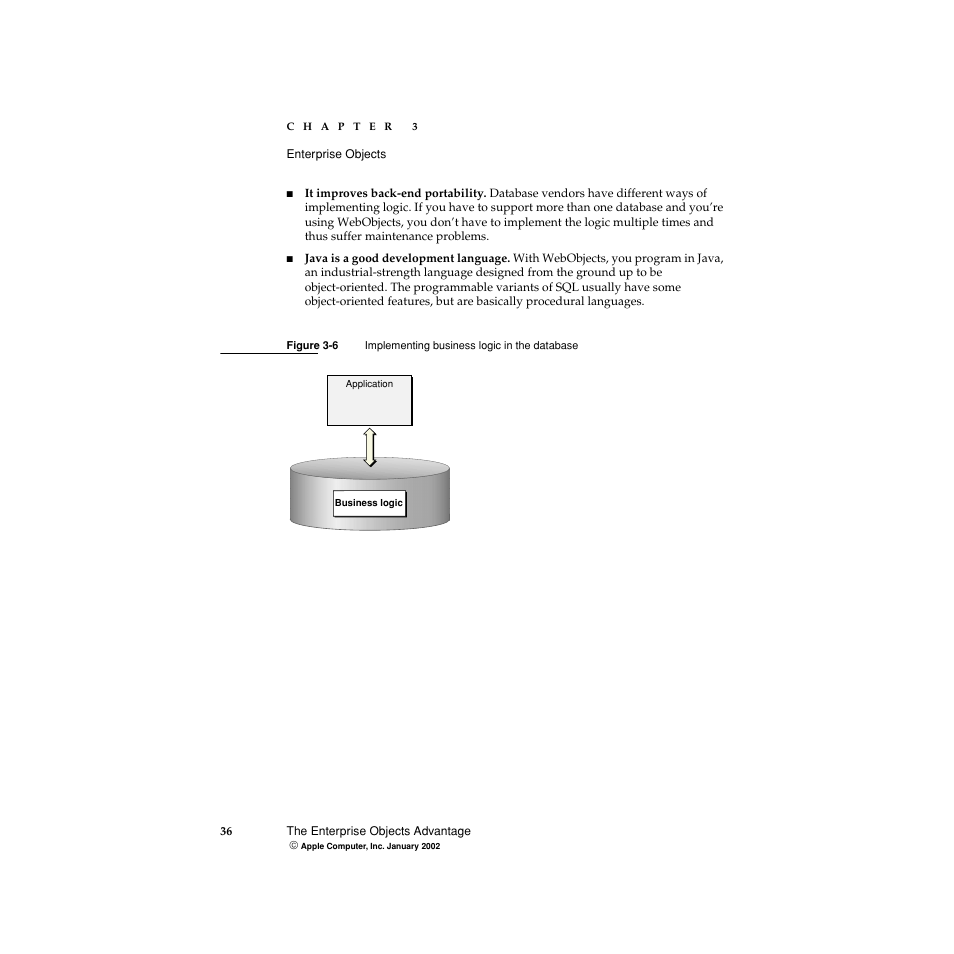 Figure 3-6, Implementing business logic in the database | Apple WebObjects 5 User Manual | Page 36 / 108