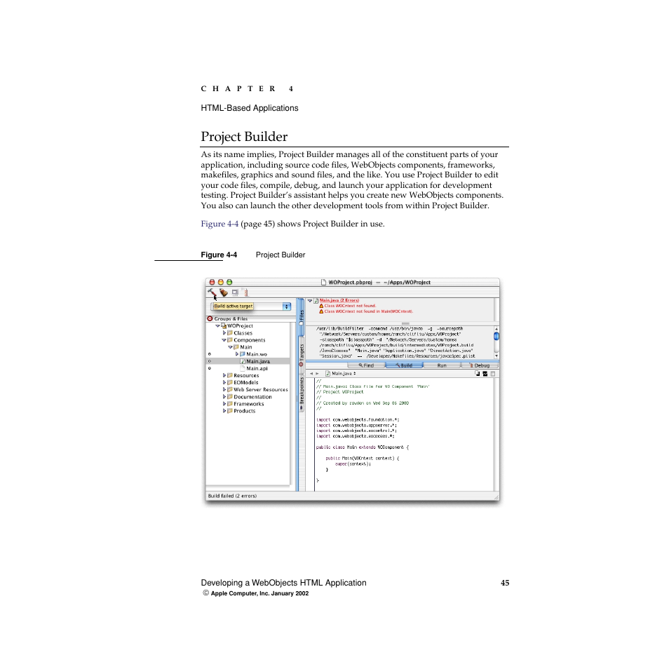 Project builder, Figure 4-4 | Apple WebObjects 5 User Manual | Page 45 / 108