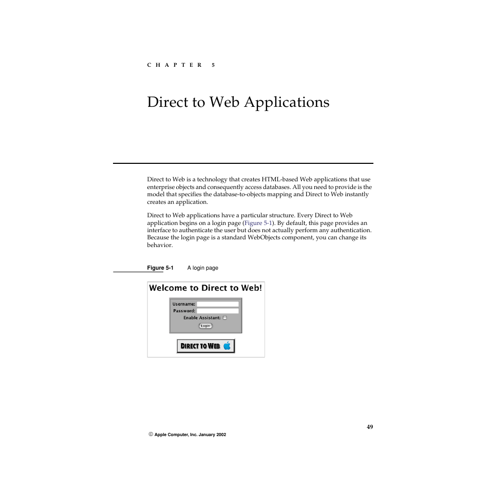 Direct to web applications, Chapter 5, Figure 5-1 | 5direct to web applications | Apple WebObjects 5 User Manual | Page 49 / 108